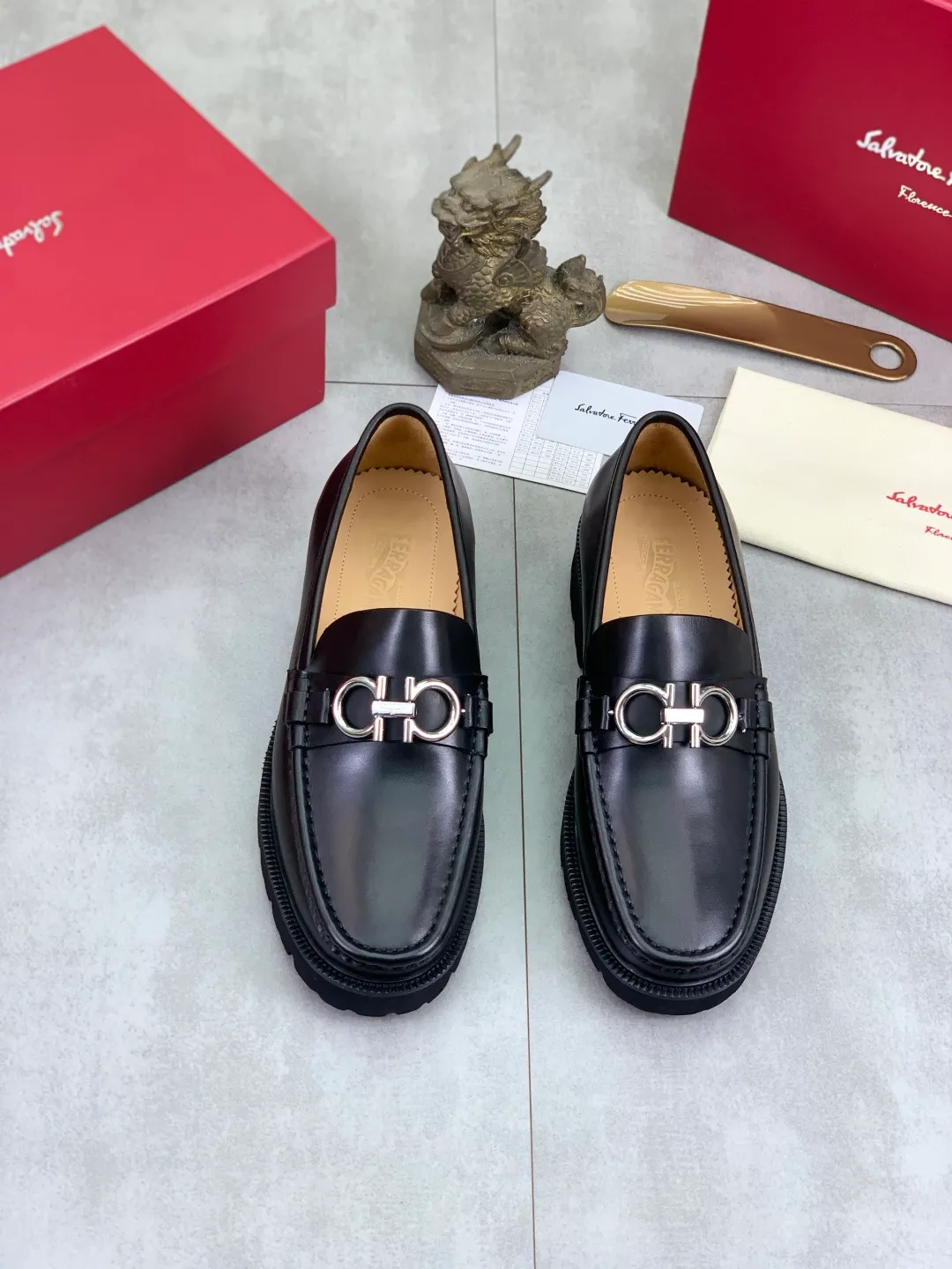 Men's men's shoes 💰P542 new high quality [Ferragamo/Ferragamo] latest model original imported calfskin, imported cowhide lining + original luxury metal buckle + original combination outsole Comparison without pressure Code number: 38-44 (45 customized)
